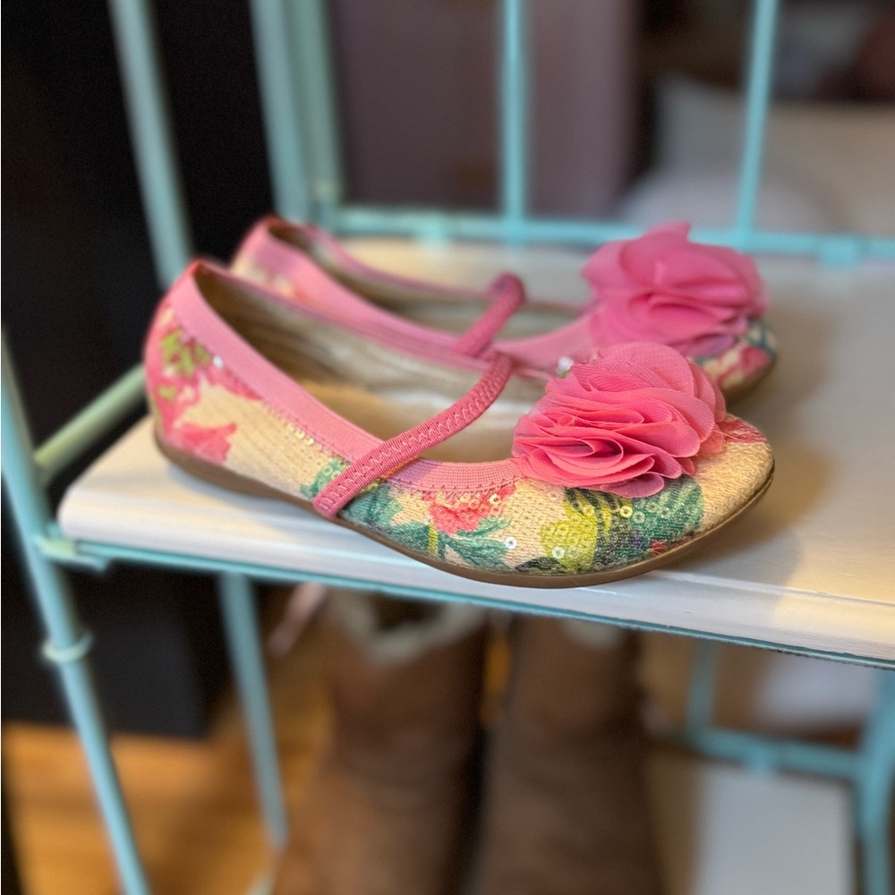 Cherokee Pink Floral Kids Dress Shoes